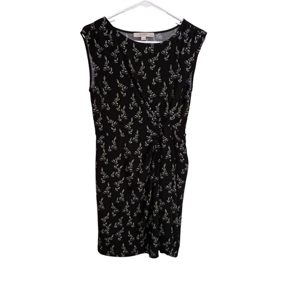 Ann Taylor LOFT Petite Small Black Floral Dress Sleeveless Wrap - Picture 1 of 3